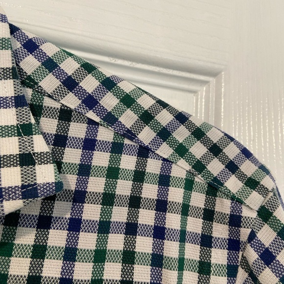 Esquire Size 15 Performance Slim Fit Non Iron Blue Green Plaid Button Down Shirt - Picture 3 of 13